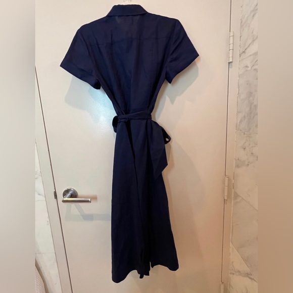 Hill House | Dresses | Nwt Hillhouse Navy Blue Linen Button Up Dress ...